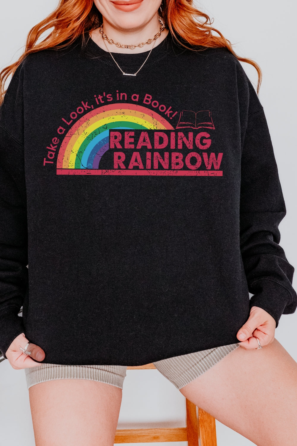 Reading Rainbow Retro Librarian Sweatshirt For Women