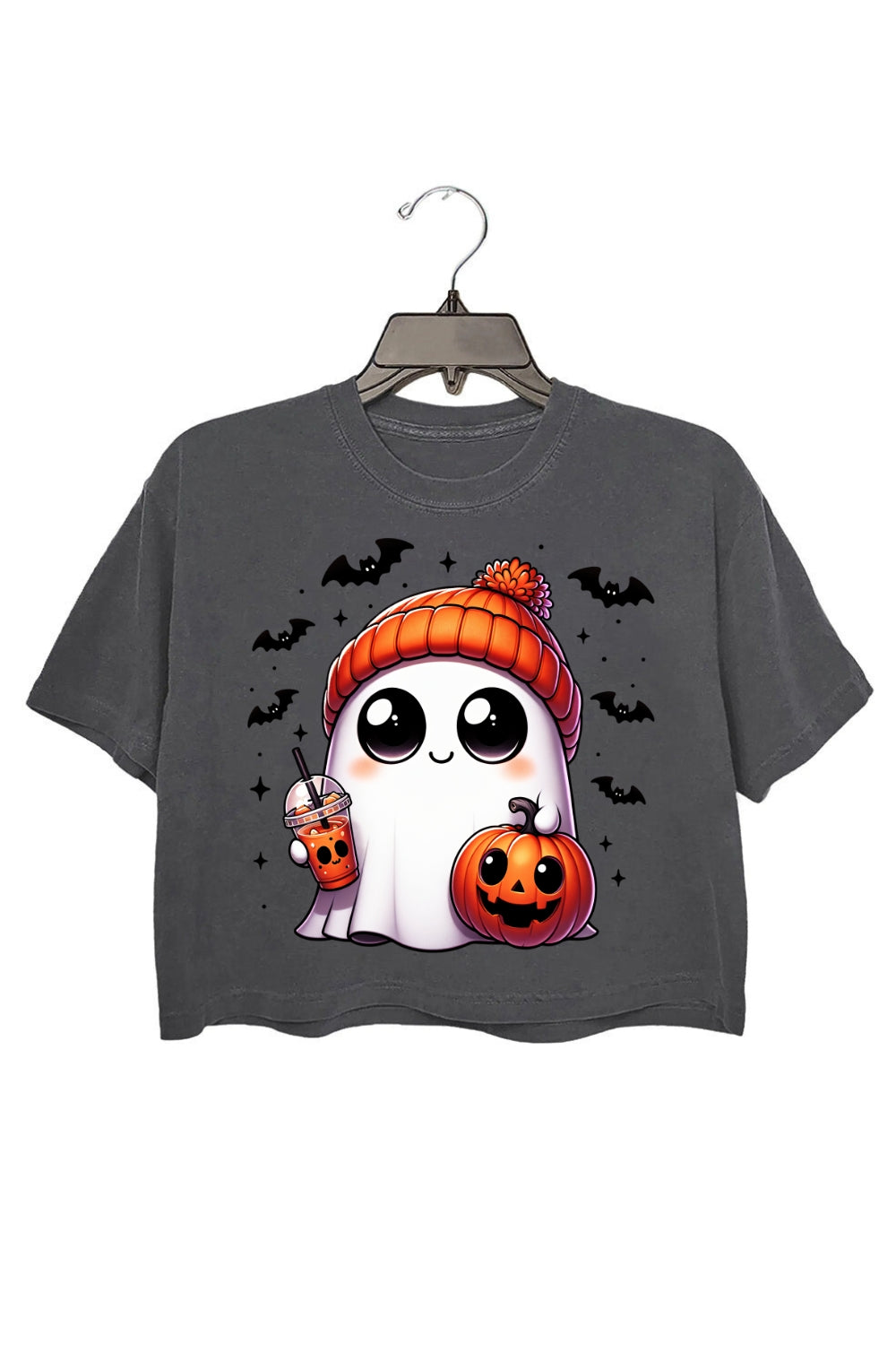Cute Ghost Coffee Halloween Crop Top For Women