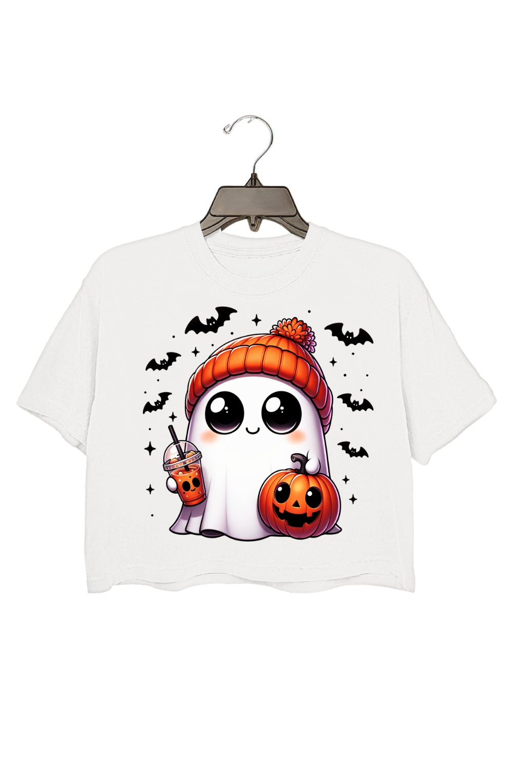 Cute Ghost Coffee Halloween Crop Top For Women