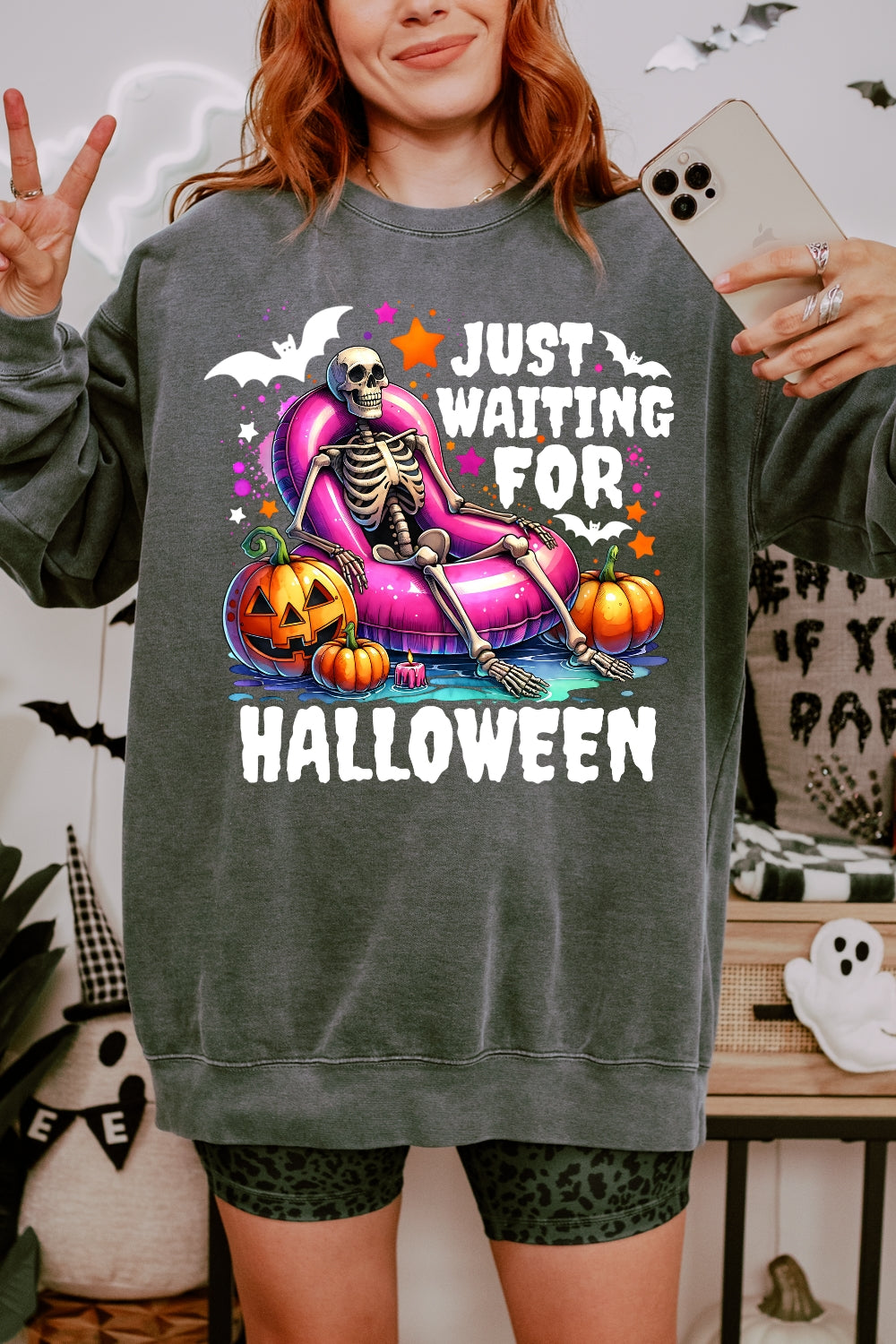 Just Waiting For Halloween Sweatshirt For Women