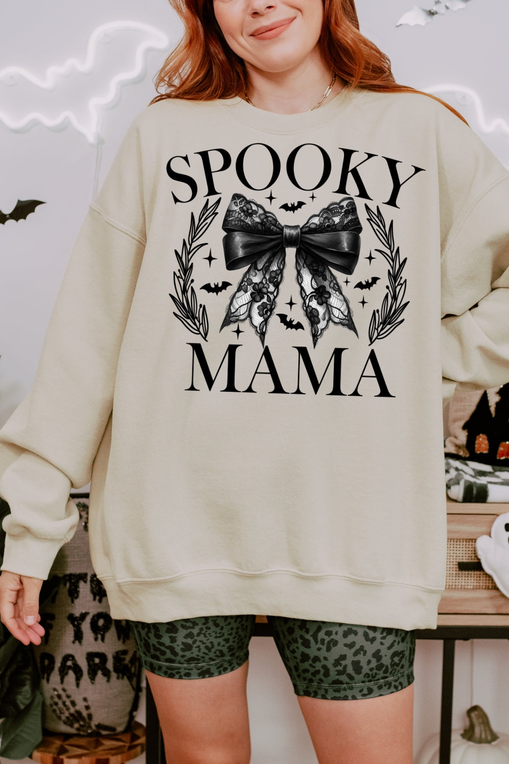 Spooky Mama Coquette Halloween Sweatshirt For Women