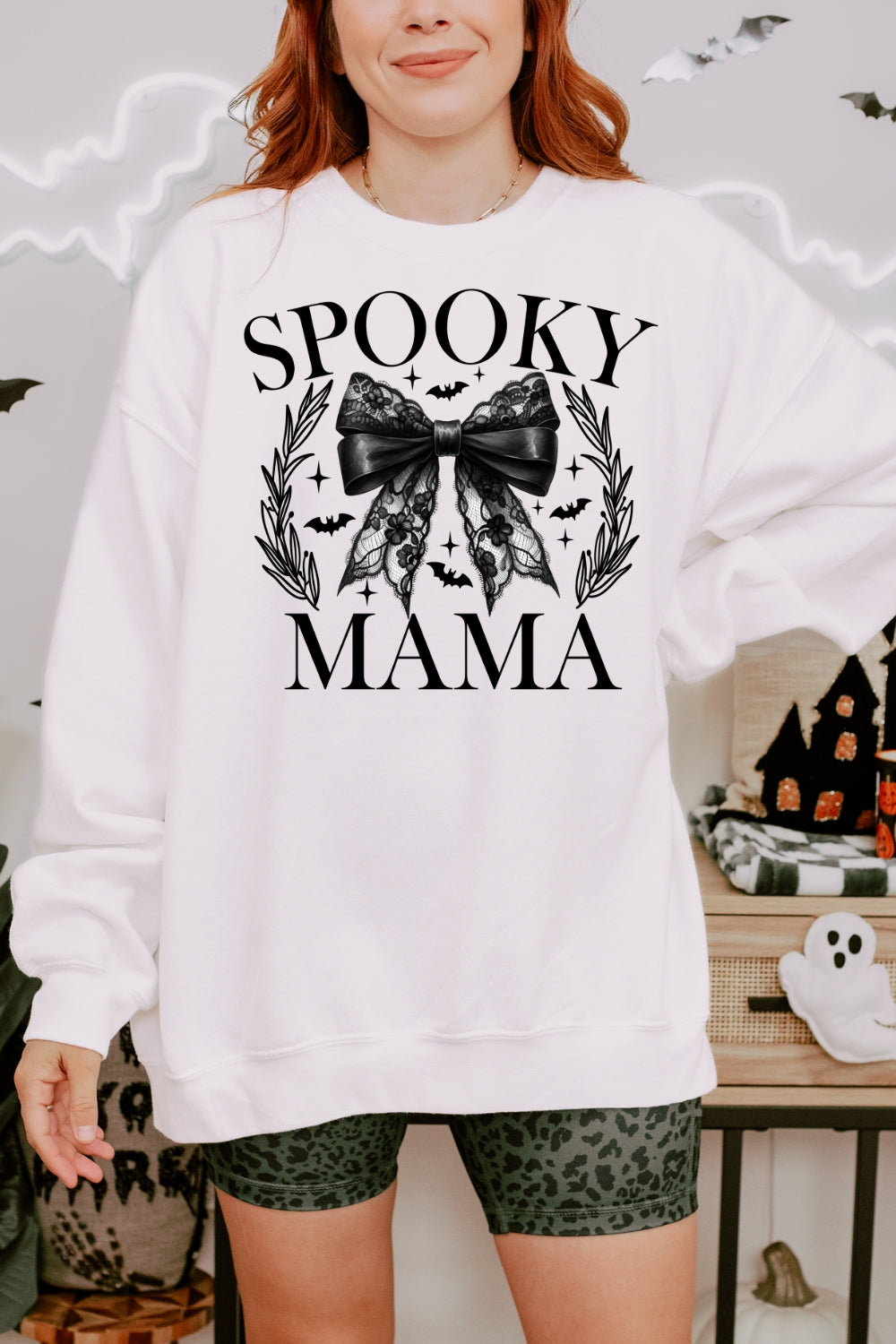 Spooky Mama Coquette Halloween Sweatshirt For Women