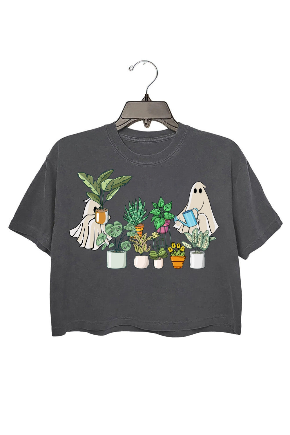 Halloween Ghost Plants Crop Top For Women