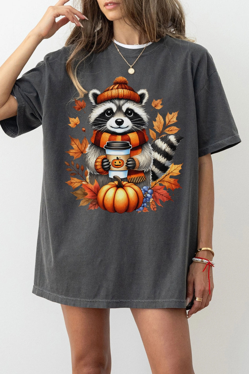 Autumn Racoon Coffee Tee For Women
