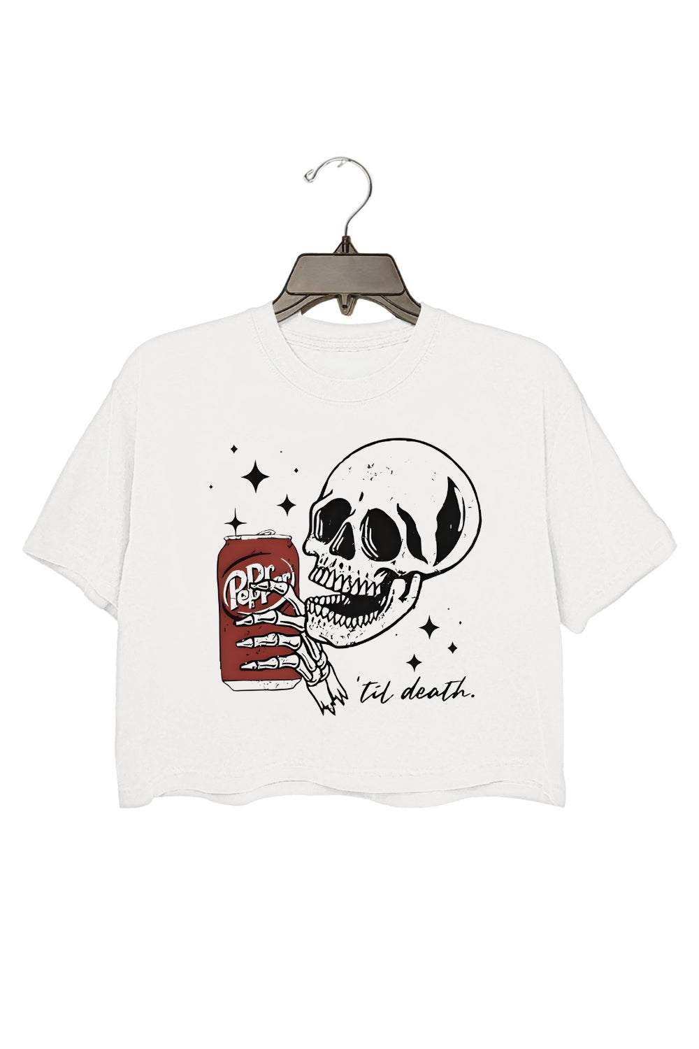 Till Death Dr. Pepper Skeleton Halloween Crop Top For Women
