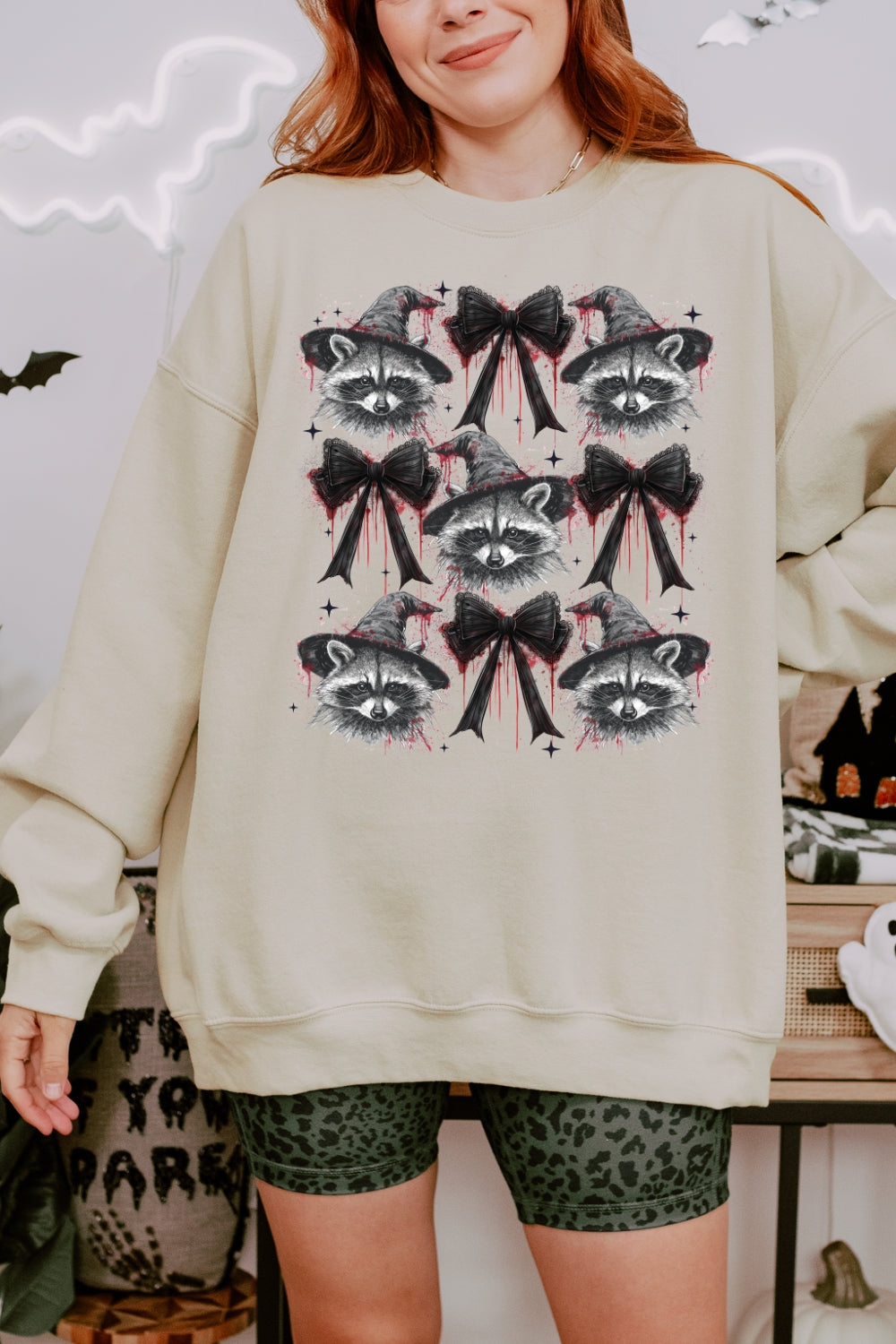 Coquette Halloween Feral Raccoon Sweatshirt For Women