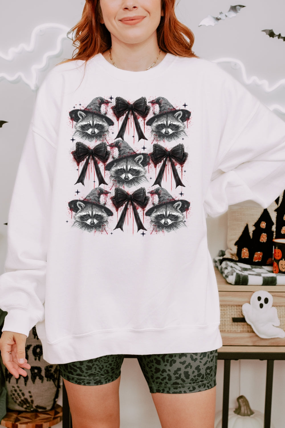 Coquette Halloween Feral Raccoon Sweatshirt For Women