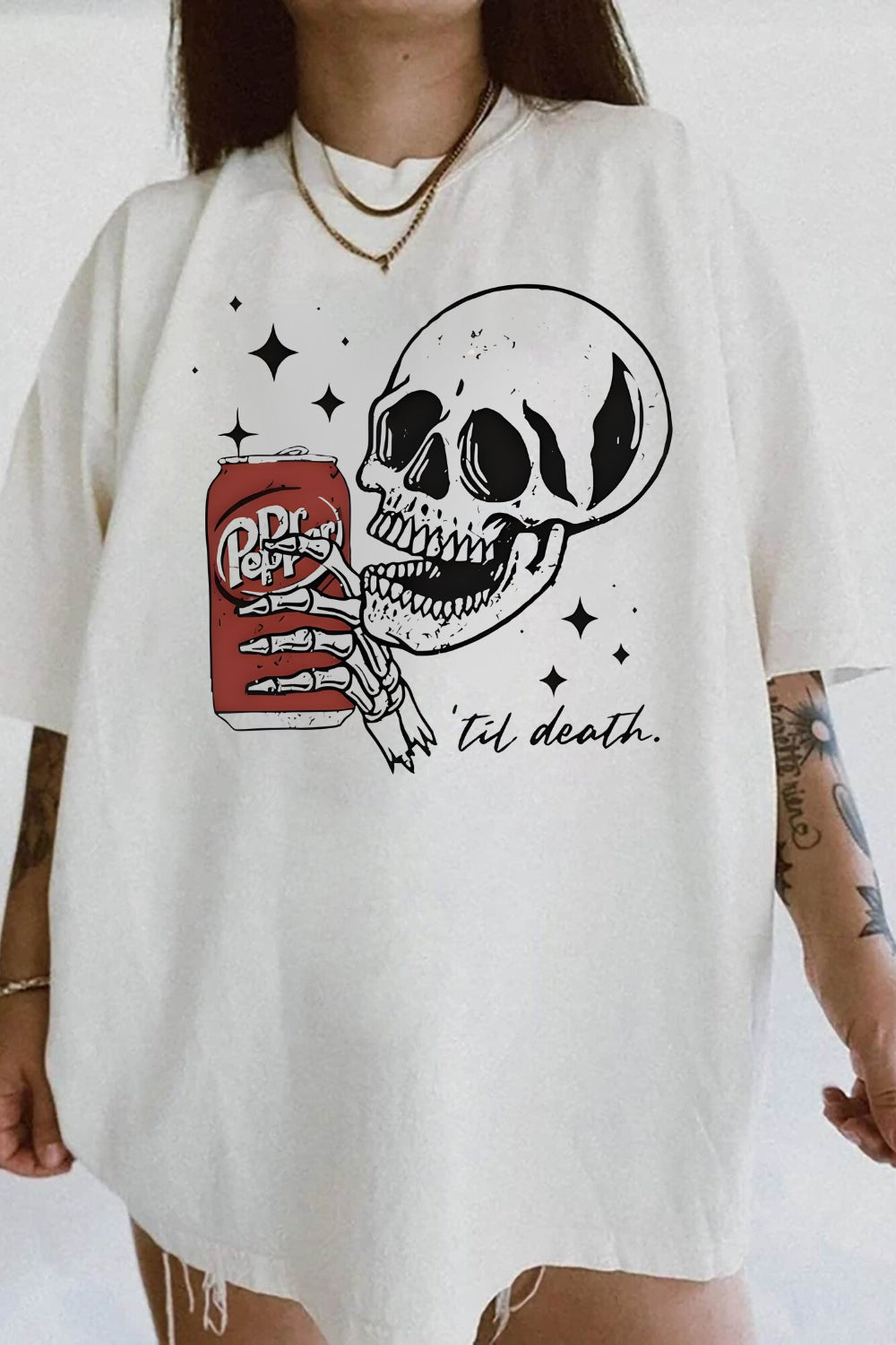 Till Death Dr. Pepper Skeleton Halloween Tee For Women