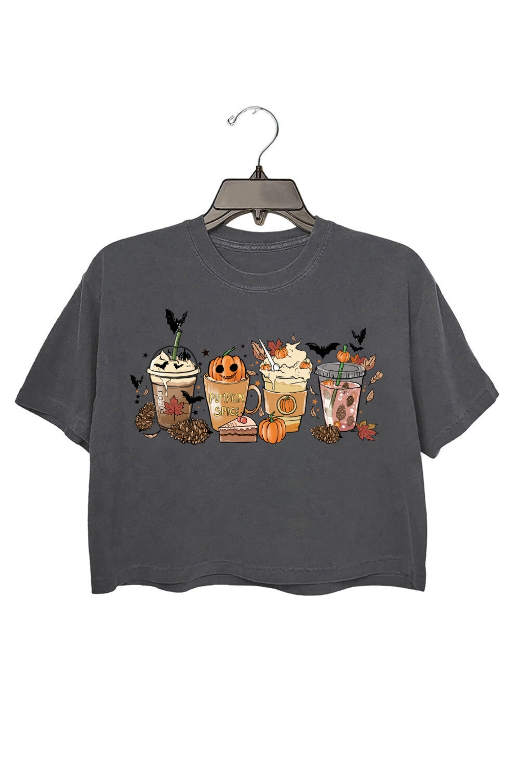 Fall Halloween Pumpkin Latte Crop Top For Women