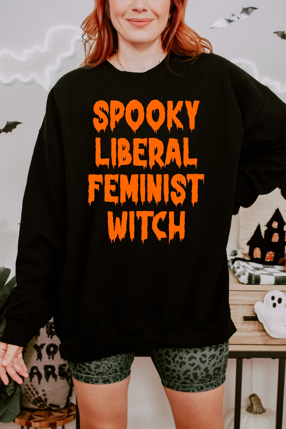 Spooky Liberal Feminist Witch Sweatshirt For Women