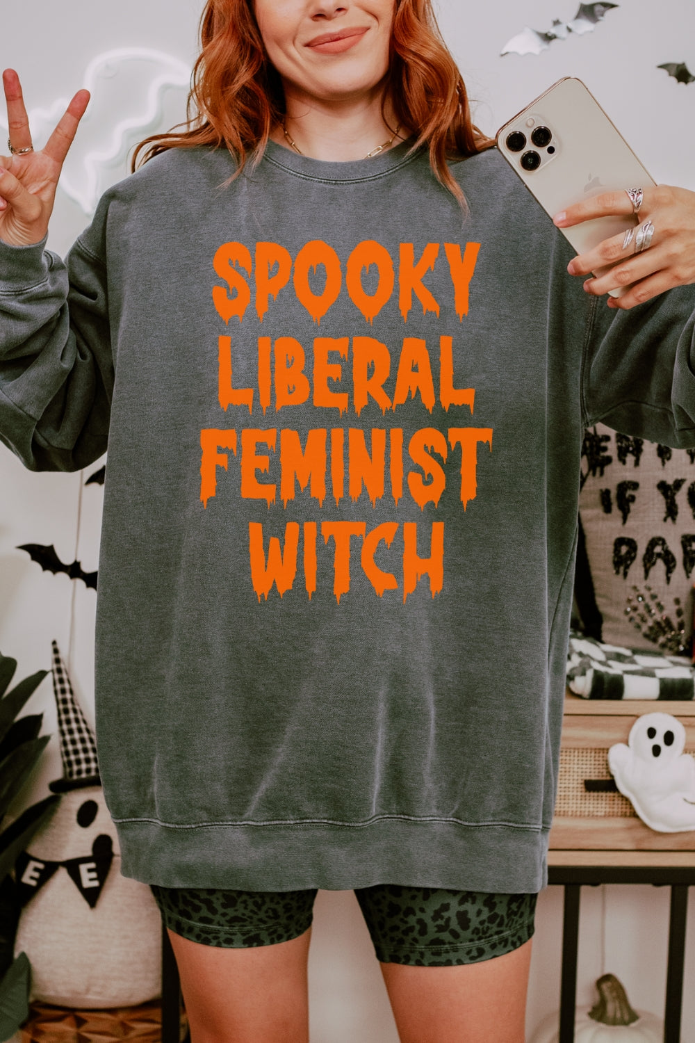 Spooky Liberal Feminist Witch Sweatshirt For Women