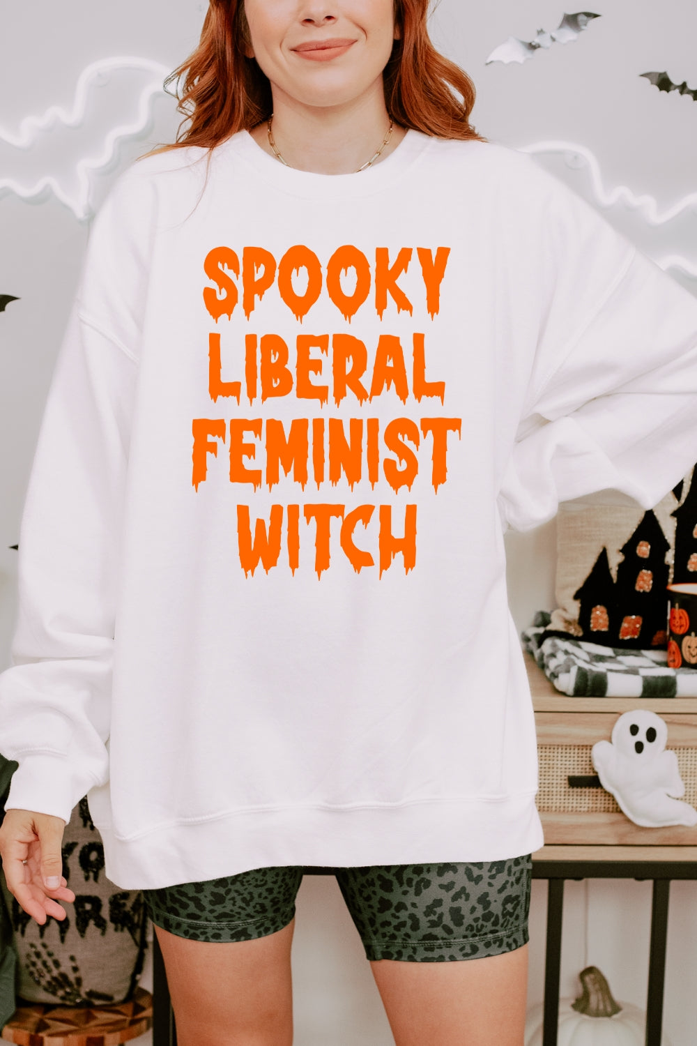 Spooky Liberal Feminist Witch Sweatshirt For Women