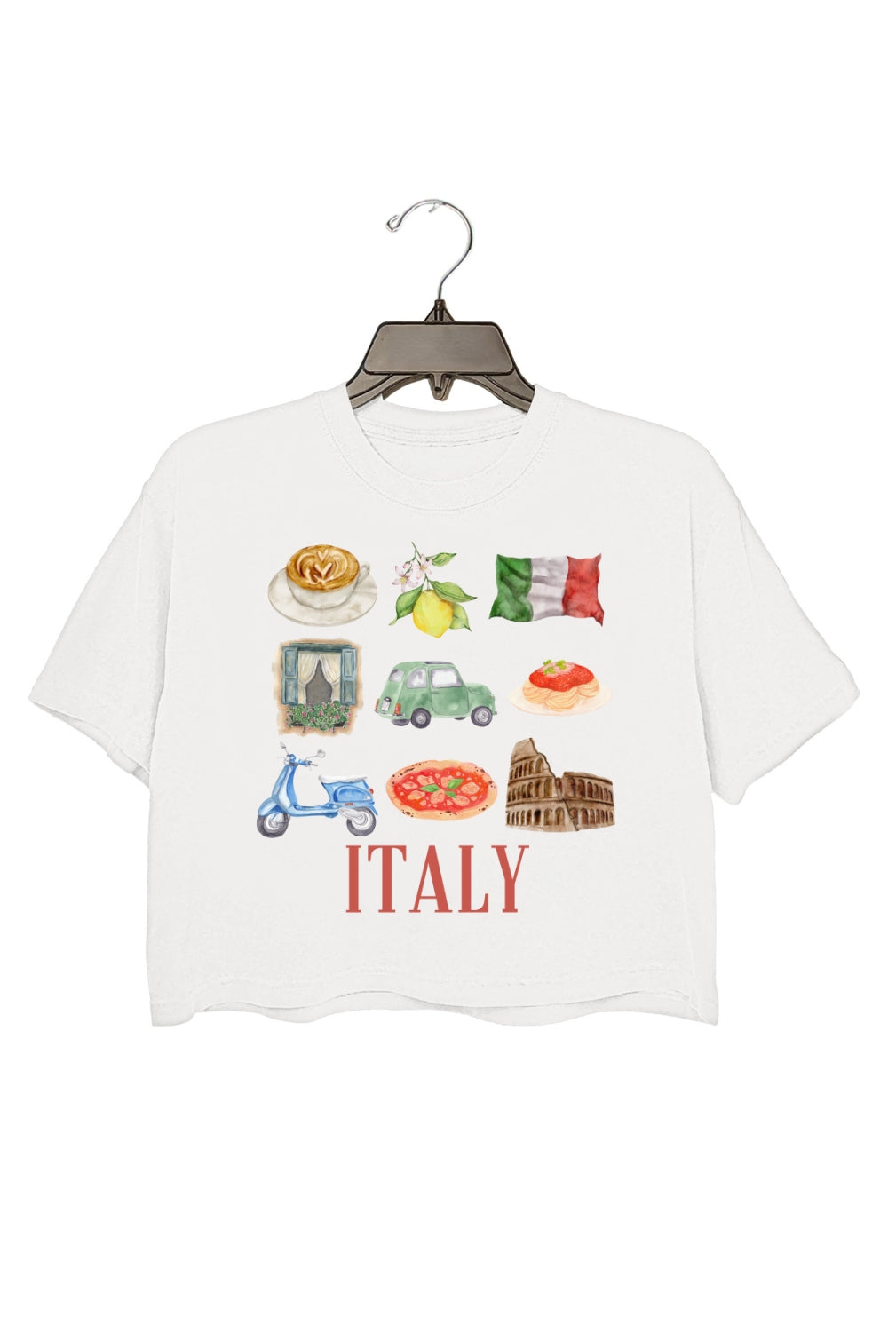 Italy Travel Club Sublimation Crop Tee For Women
