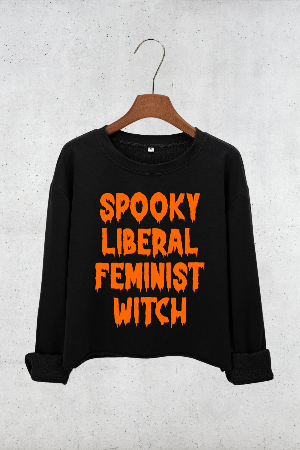 Spooky Liberal Feminist Witch Crop Sweatshirt For Women