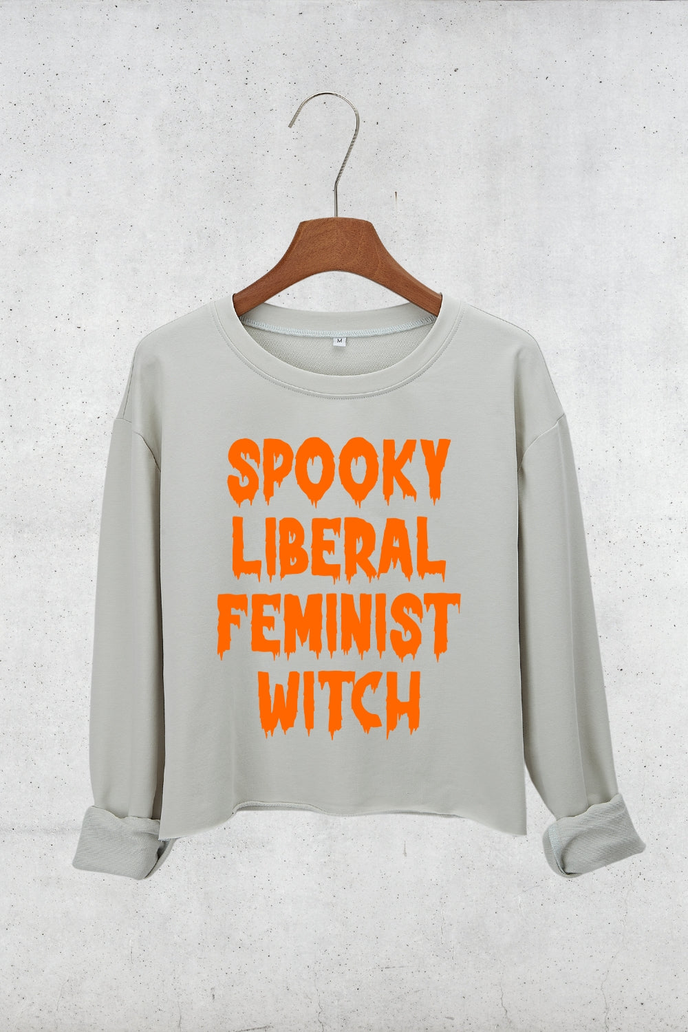 Spooky Liberal Feminist Witch Crop Sweatshirt For Women
