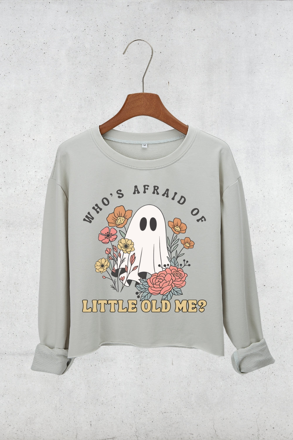 Who's Afraid Of Little Old Me Ghost Crop Sweatshirt For Women