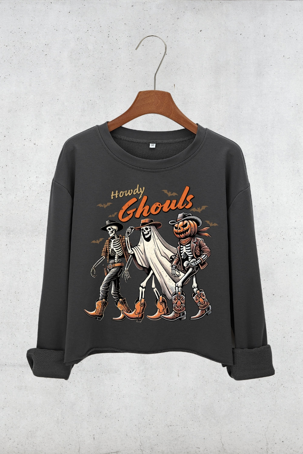 Howdy Ghouls Halloween Crop Sweatshirt For Women