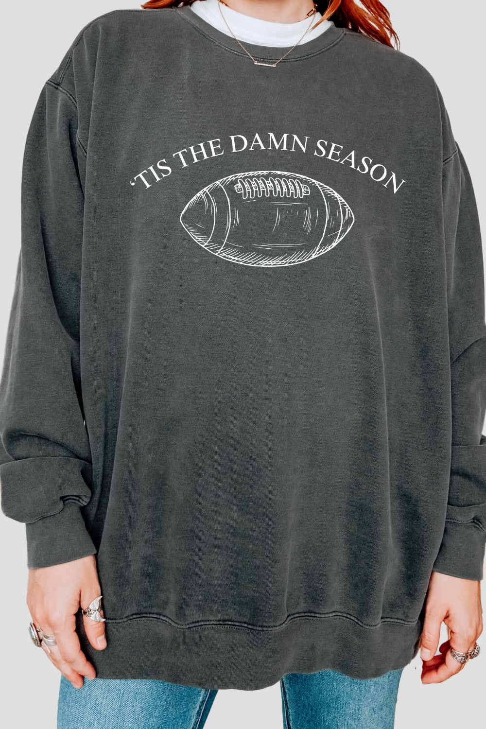 Tis The Damn Season Football Taylor Sweatshirt For Women