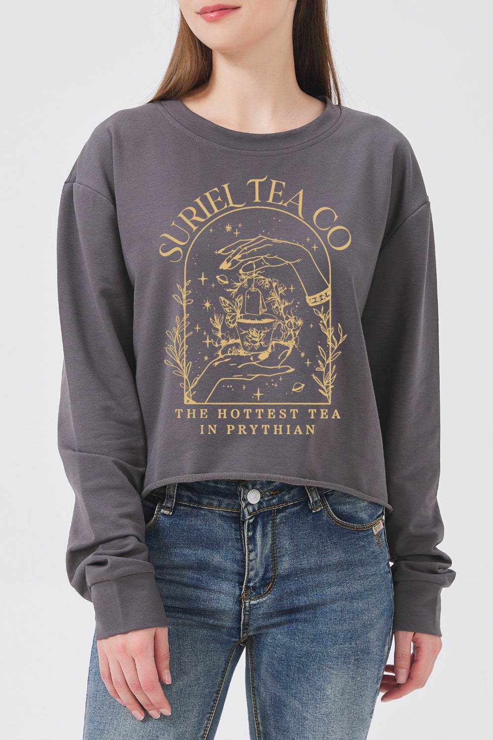 Suriel Tea Co A Court Of Thorns And Roses Crop Sweatshirt For Women