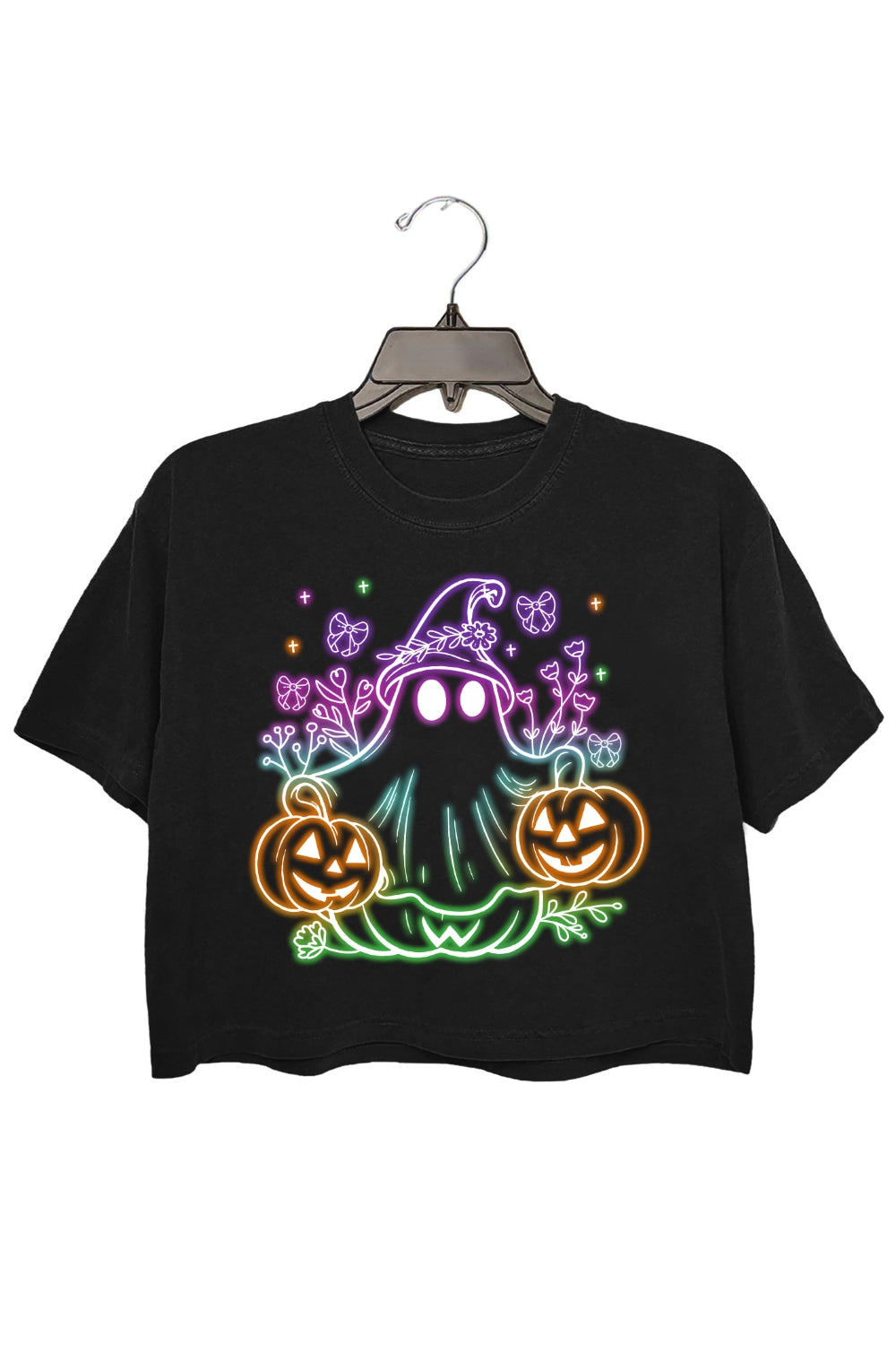 Witchy Ghost Flowers Crop Top For Women