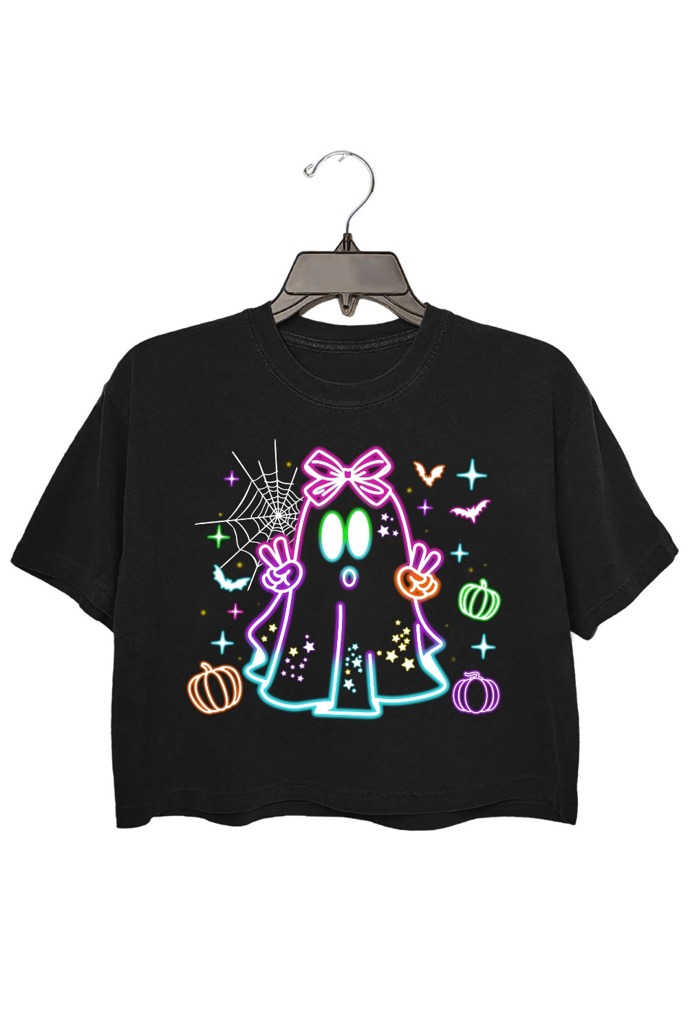 Cute Colorful Ghost Neon Crop Top For Women