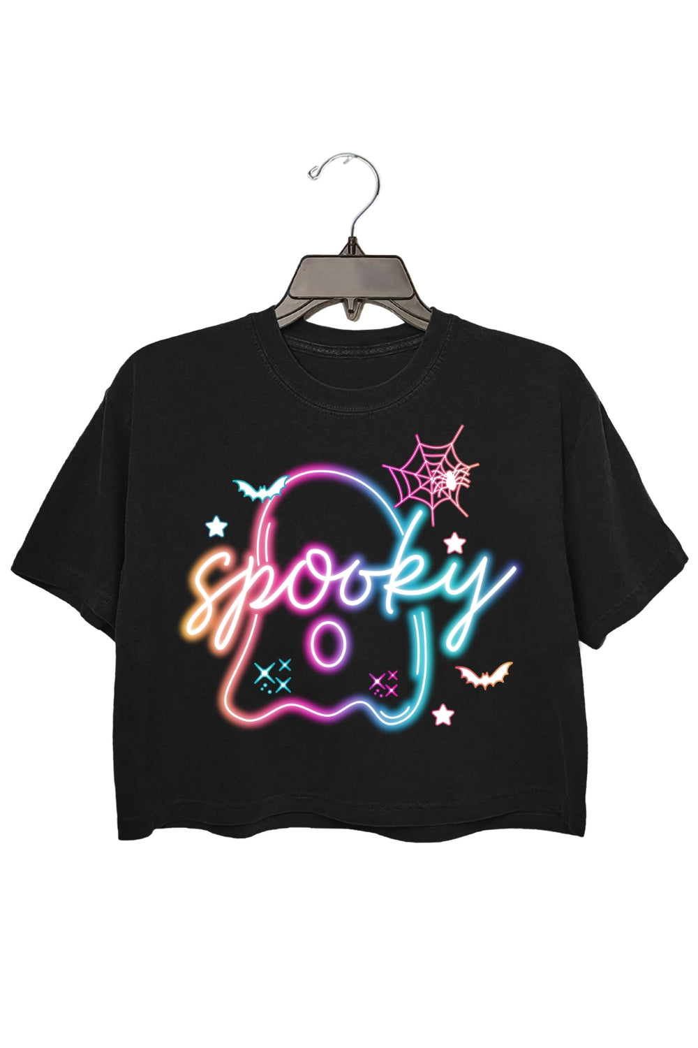 Neon Spooky Ghost Crop Top For Women