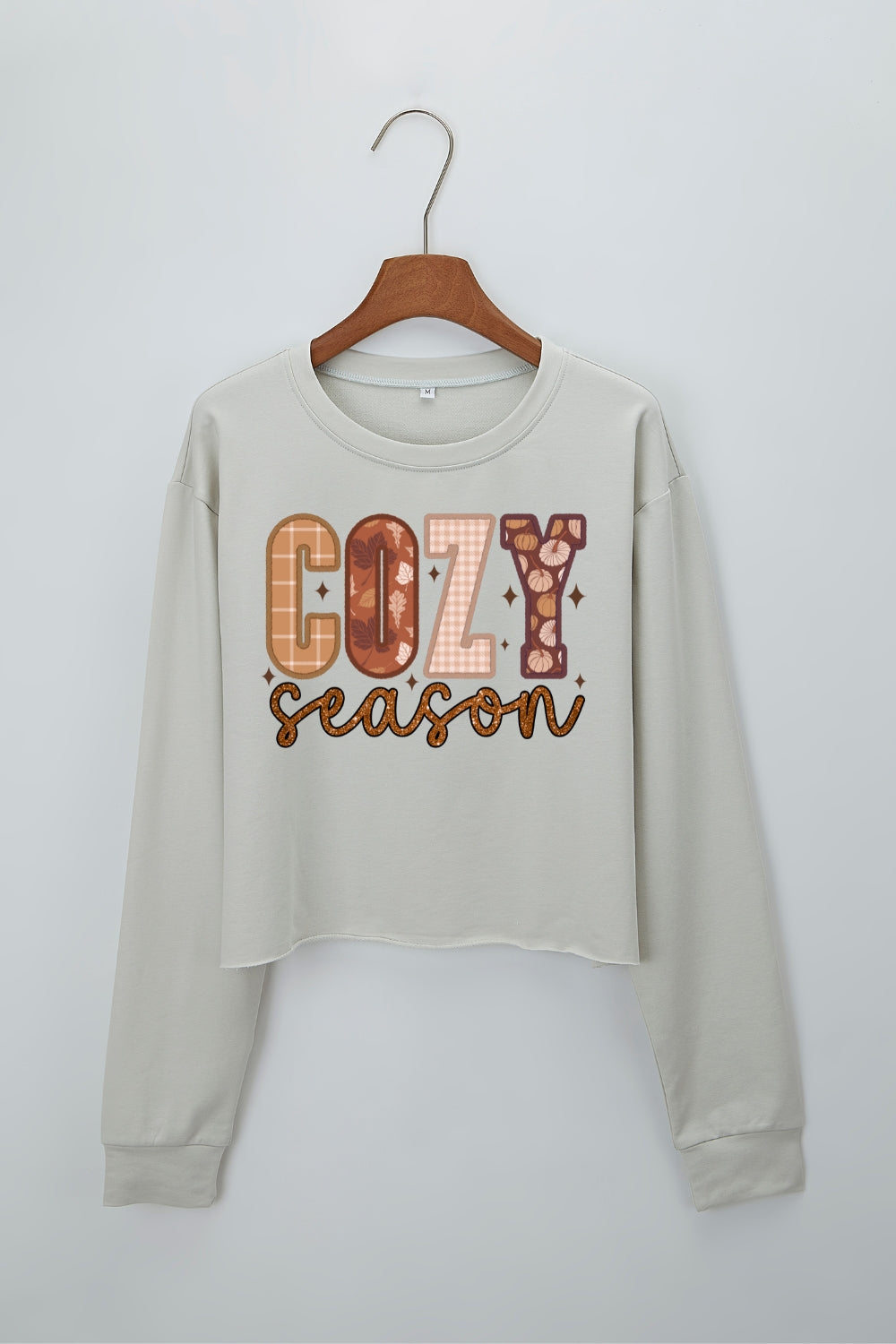 Cozy Season Thanksgiving Crop Sweatshirt For Women