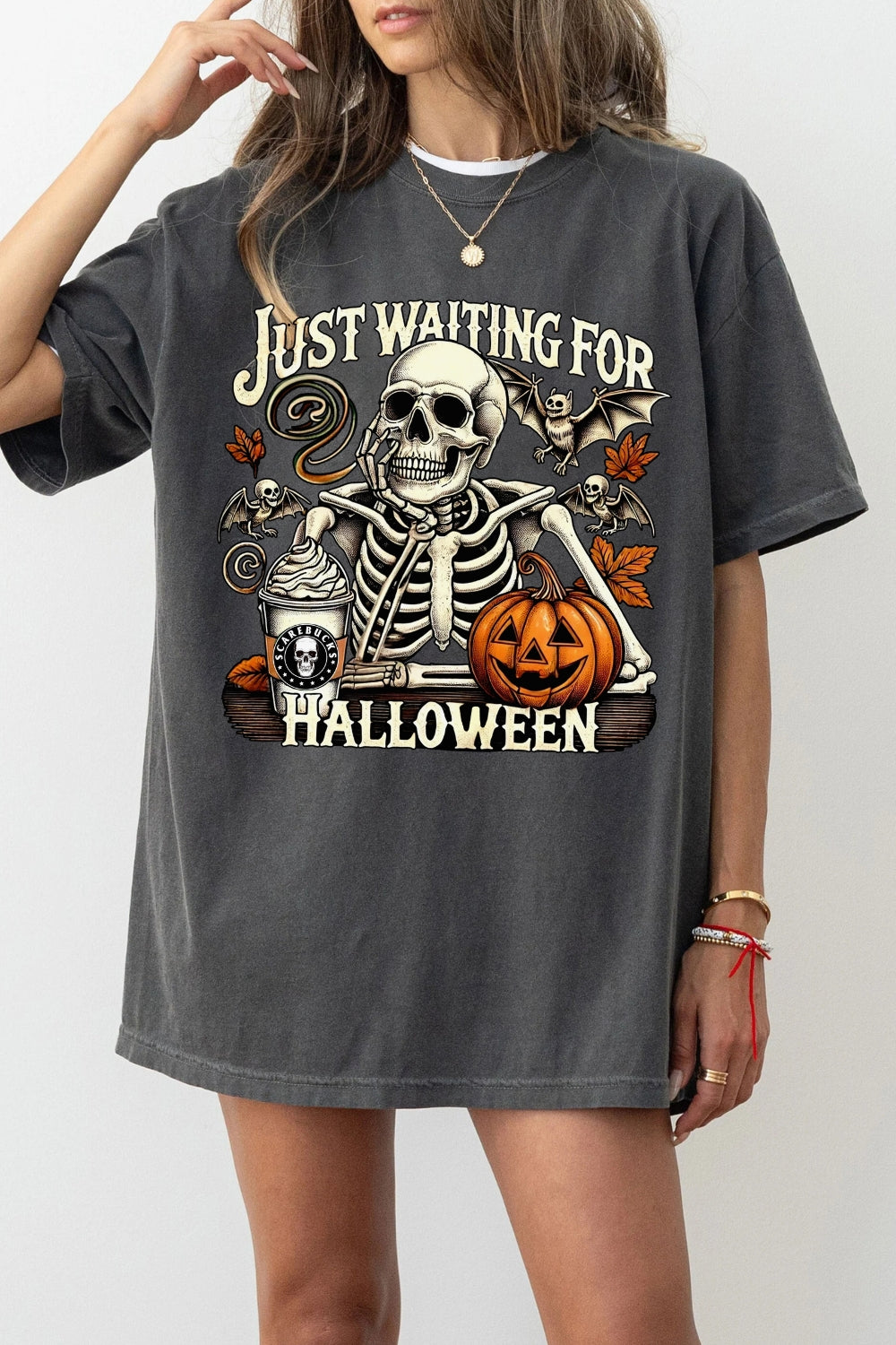 Just Waiting for Halloween Coffee Tee For Women