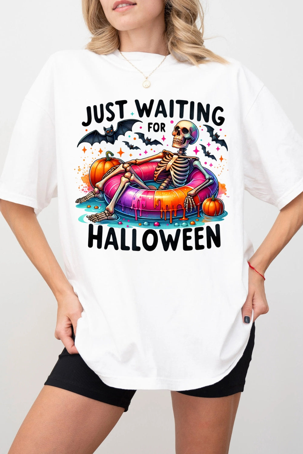 Just Waiting for Halloween Swimming Pool Tee For Women