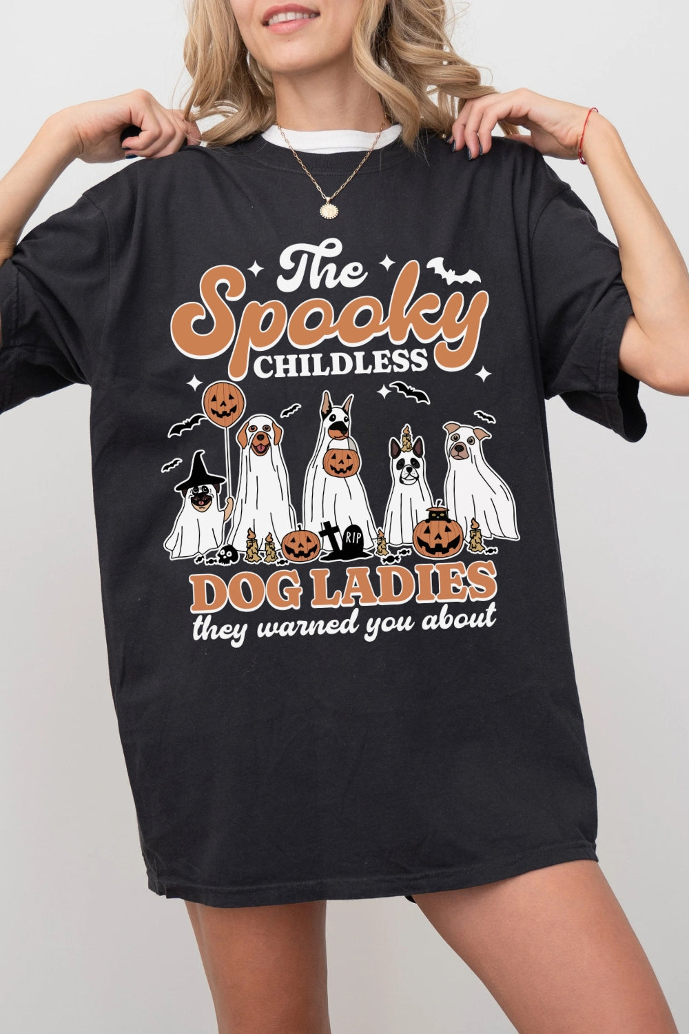 Spooky Childless Dog Lady Tee For Women