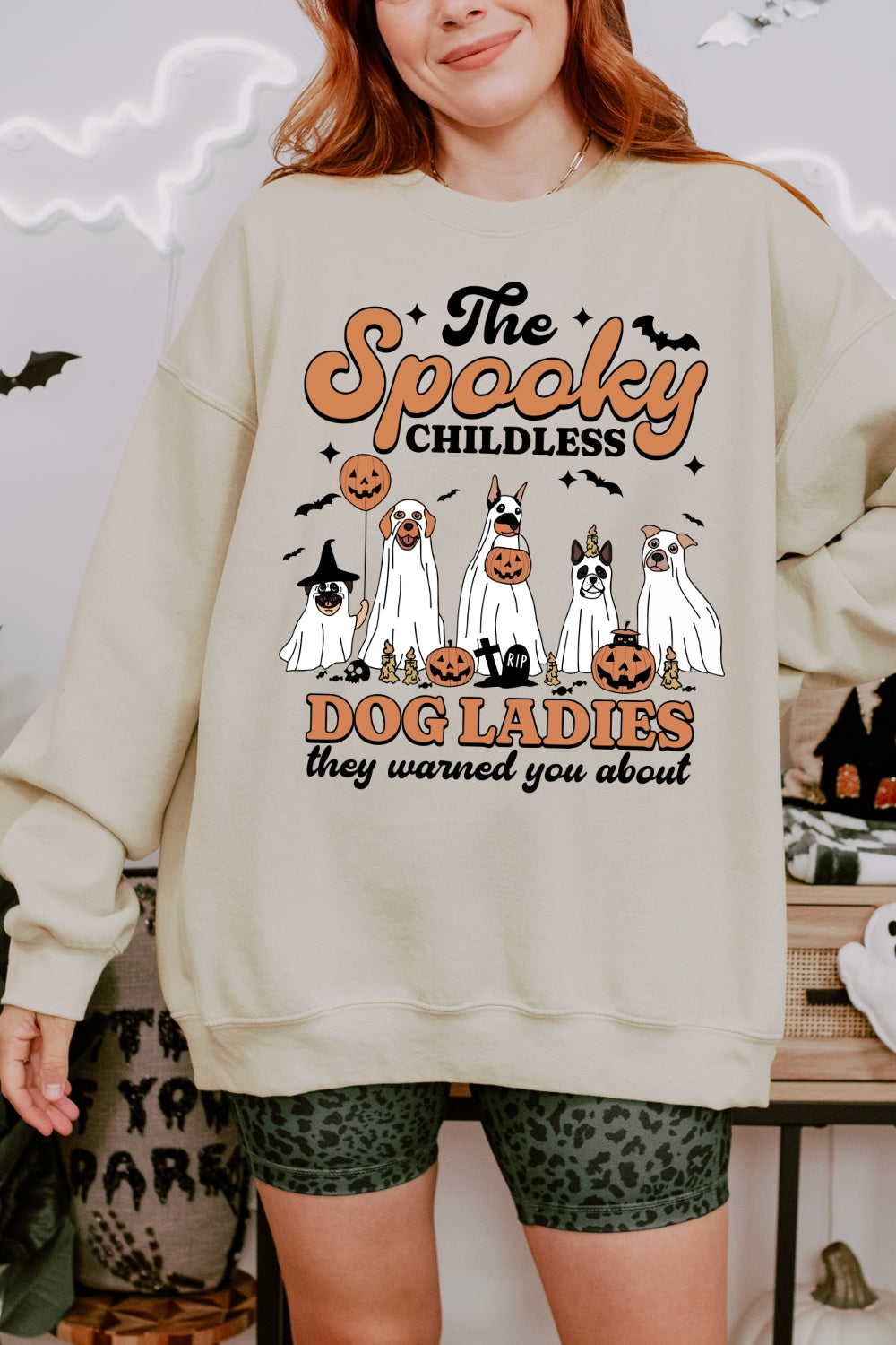 Spooky Childless Dog Lady Sweatshirt For Women