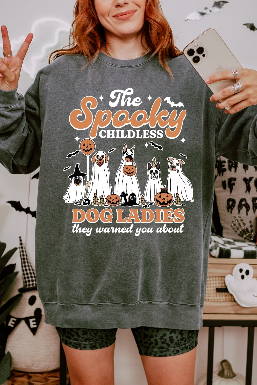Spooky Childless Dog Lady Sweatshirt For Women