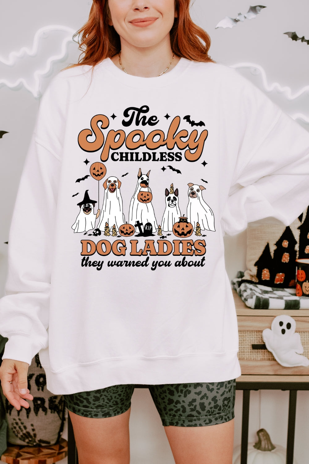 Spooky Childless Dog Lady Sweatshirt For Women