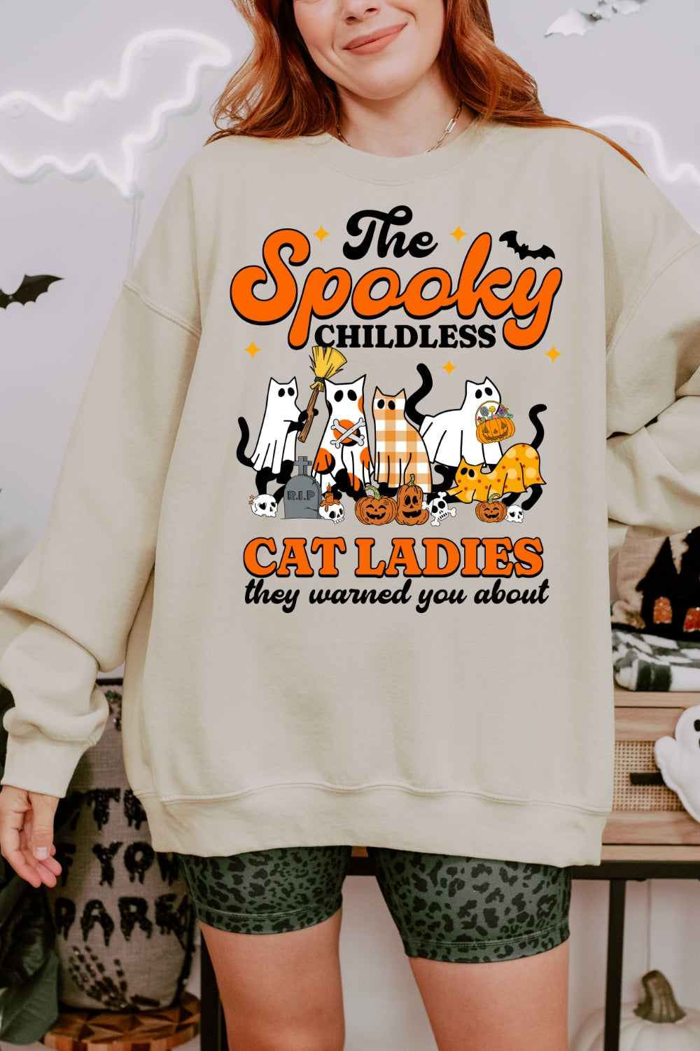 Spooky Childless Cat Lady Sweatshirt For Women