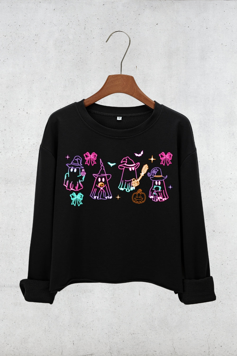 Coquette Neon Ghost Crop Sweatshirt For Women