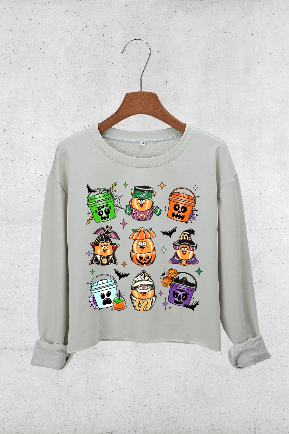 Spooky Nuggets Meal Bucket Crop Sweatshirt For Women