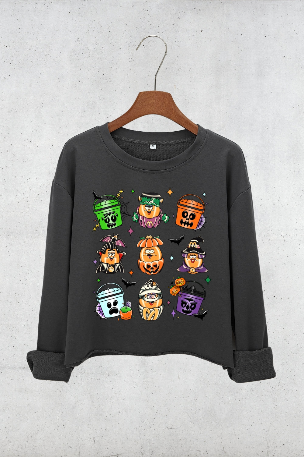 Spooky Nuggets Meal Bucket Crop Sweatshirt For Women