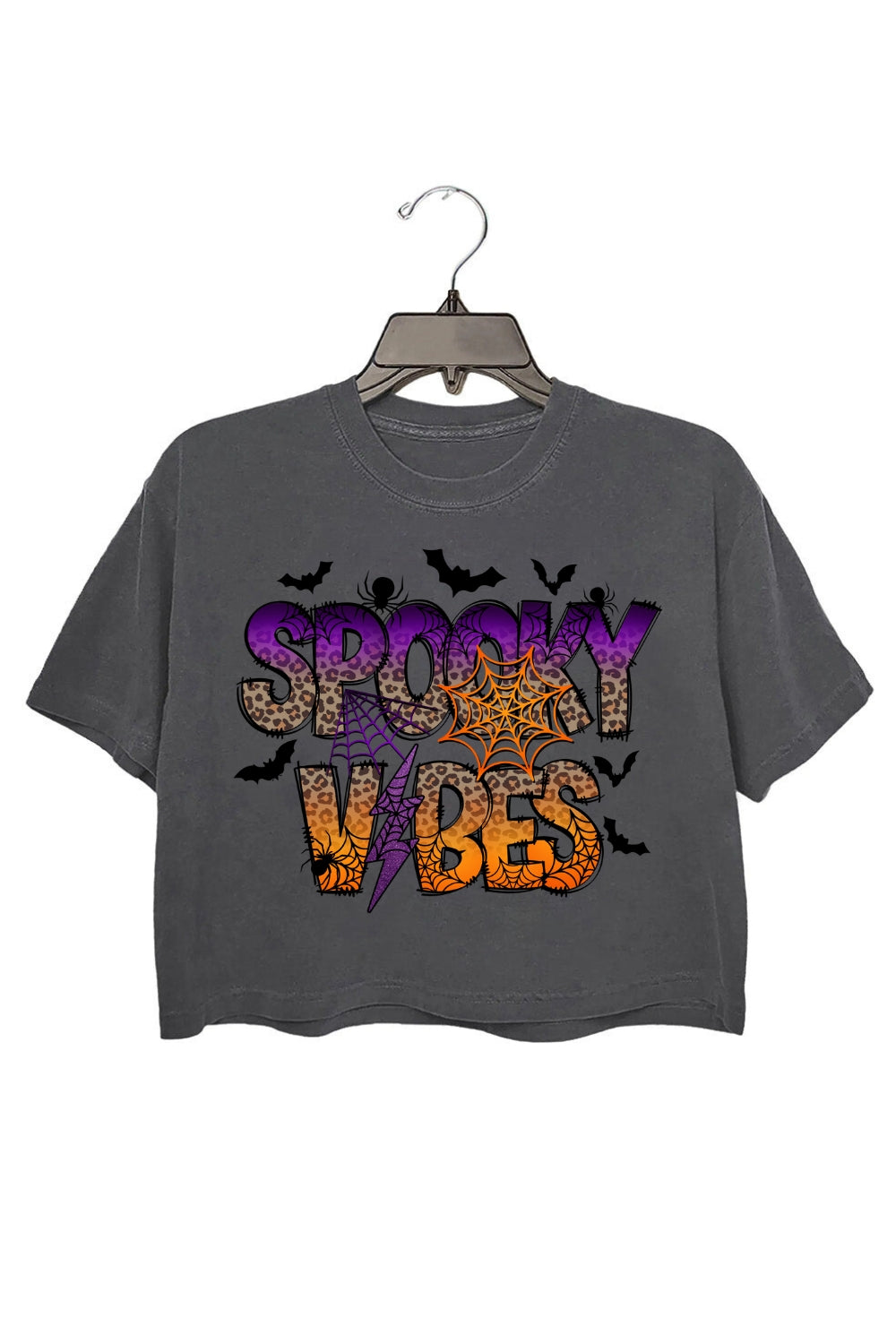 Spooky Vibes Halloween Leopard Crop Top For Women
