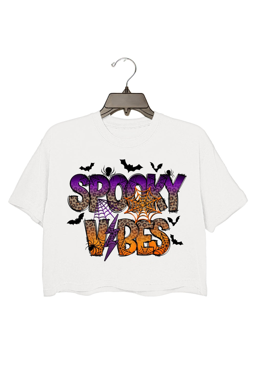 Spooky Vibes Halloween Leopard Crop Top For Women