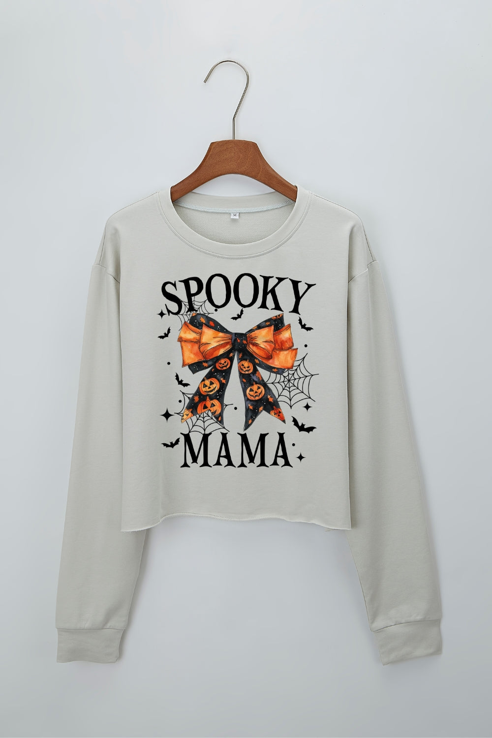 Spooky Mama Cobweb Crop Sweatshirt For Women
