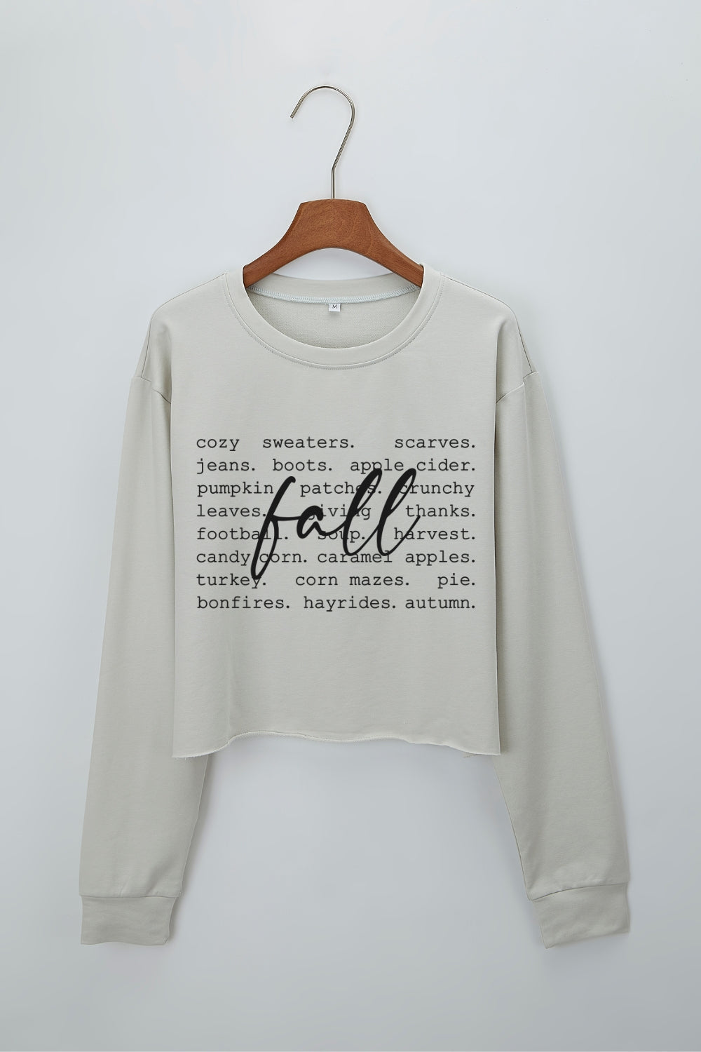 Fall Words Thanksgiving Crop Sweatshirt For Women