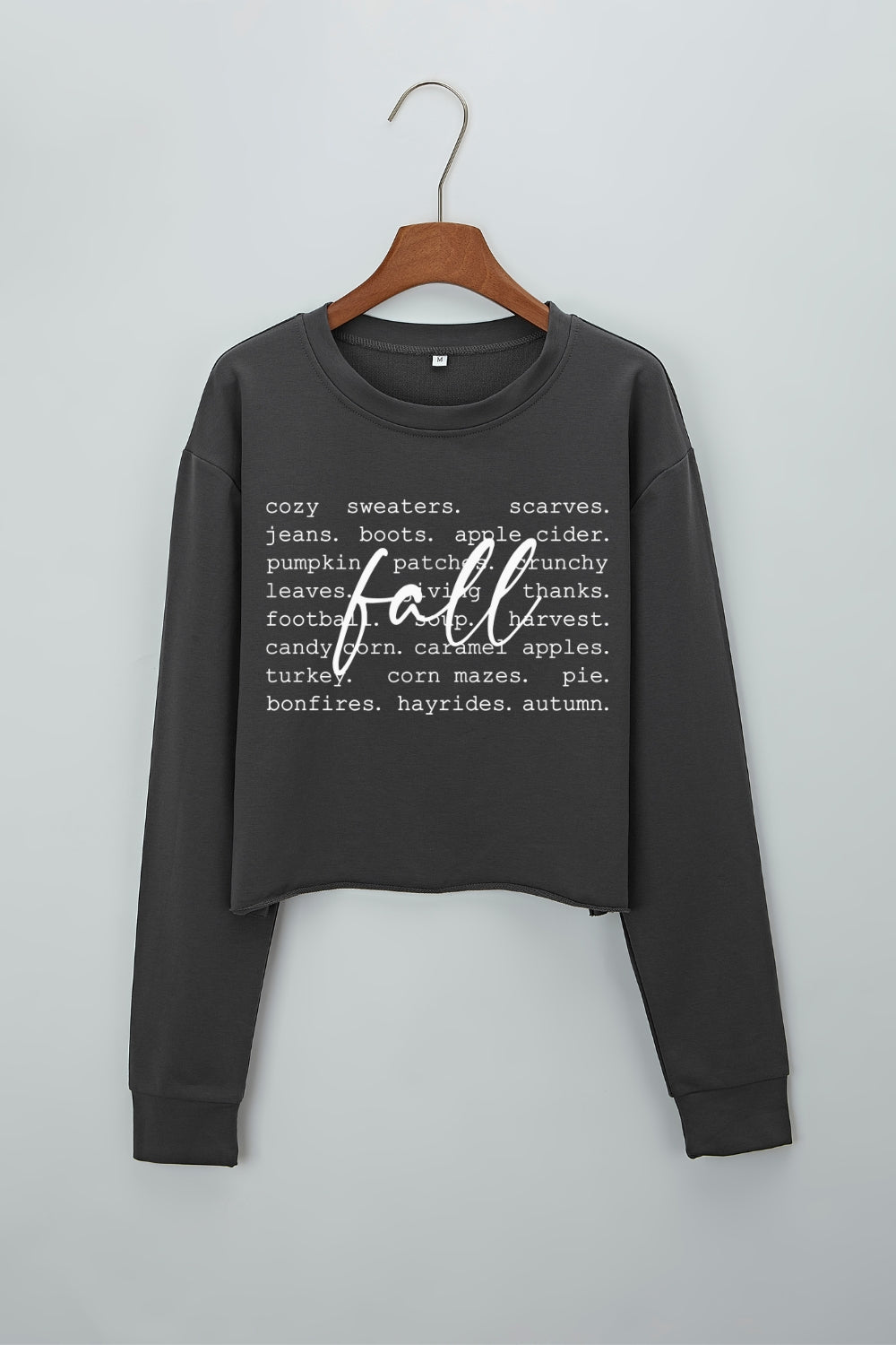 Fall Words Thanksgiving Crop Sweatshirt For Women