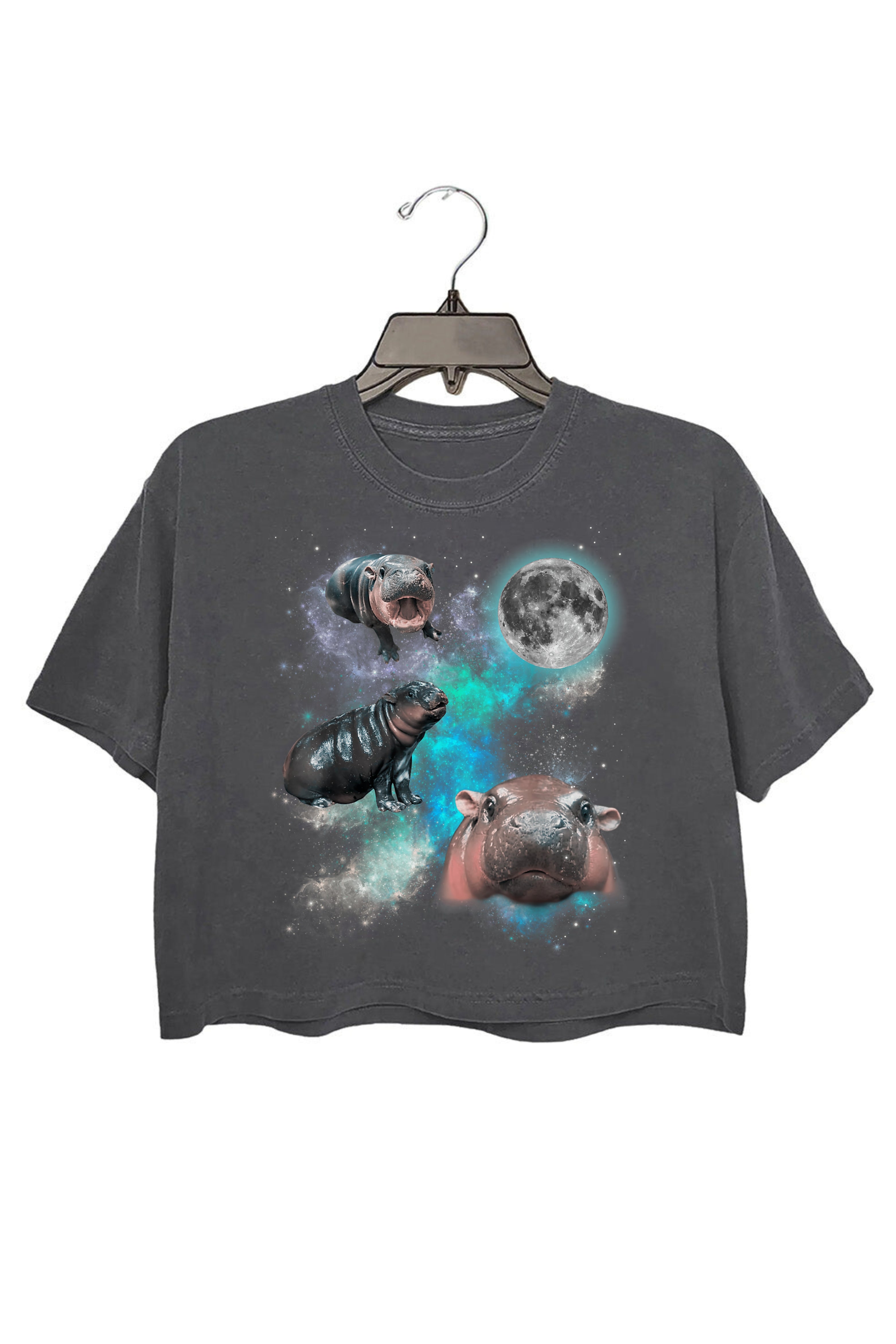 3 Moon-Deng Baby Hippo Crop Tee For Women