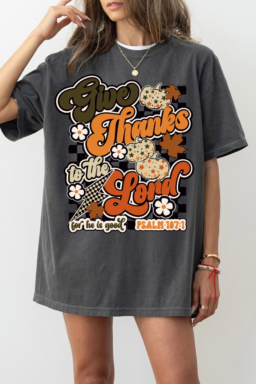 Retro Give Thanks Fall Tee For Women