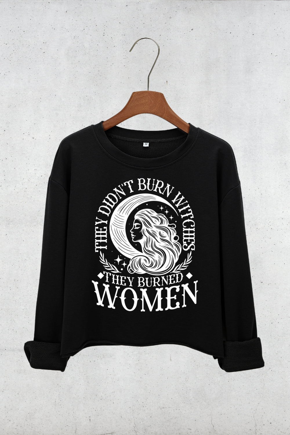 They Didn't Burn Witches Moon Crop Sweatshirt For Women