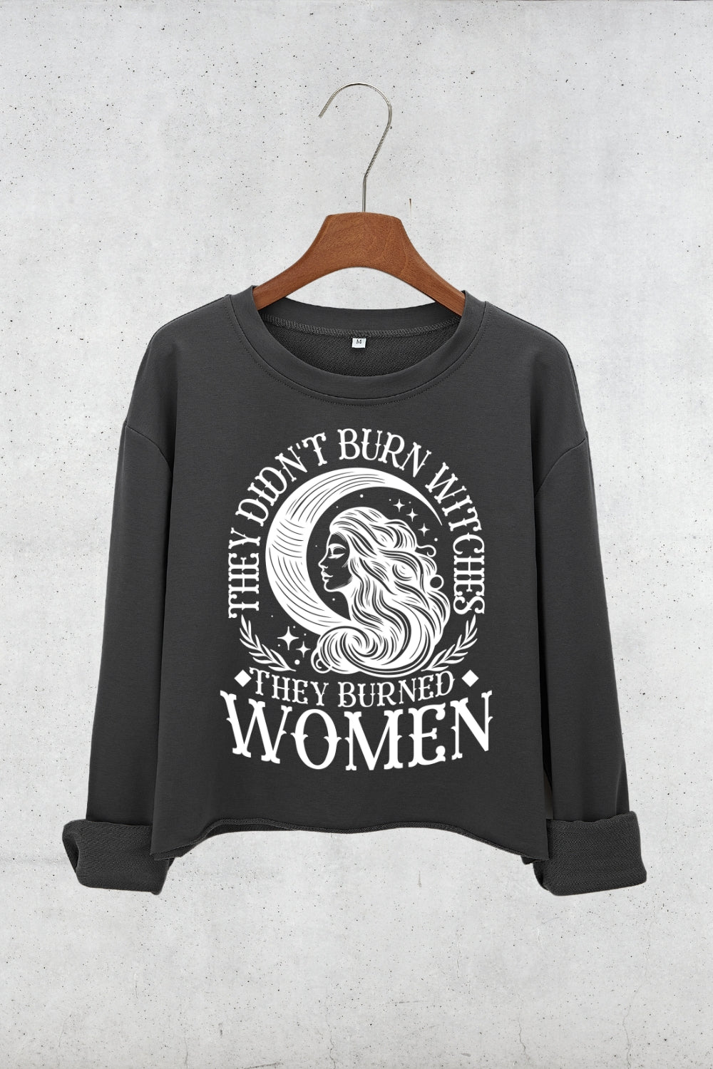 They Didn't Burn Witches Moon Crop Sweatshirt For Women
