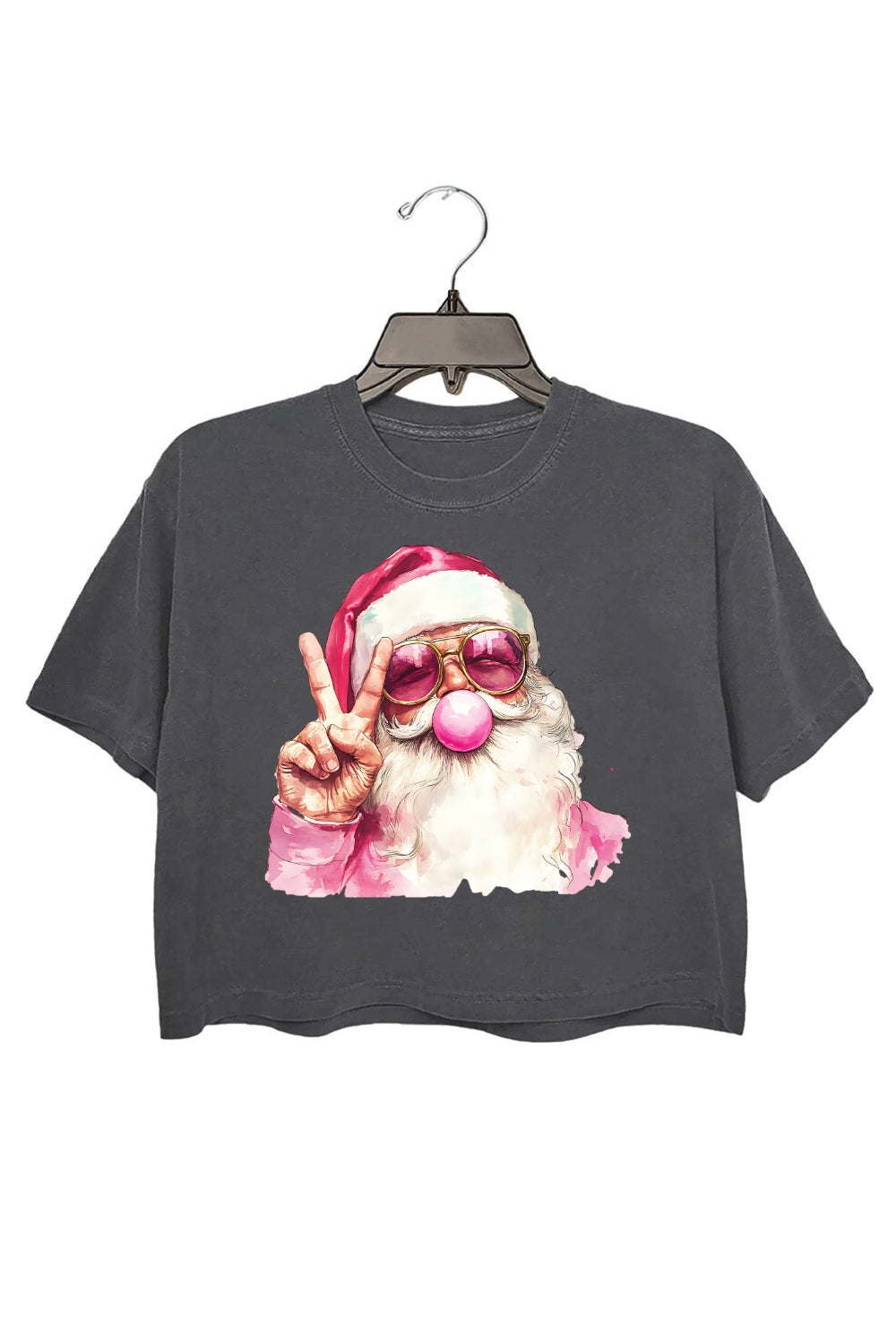 Retro Santa Christmas Blowing Bubble Crop Top For Women