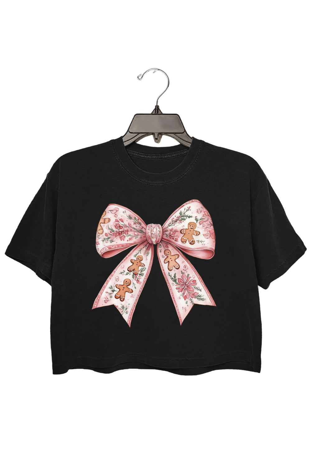 Gingerbread Christmas Bow Crop Top For Women