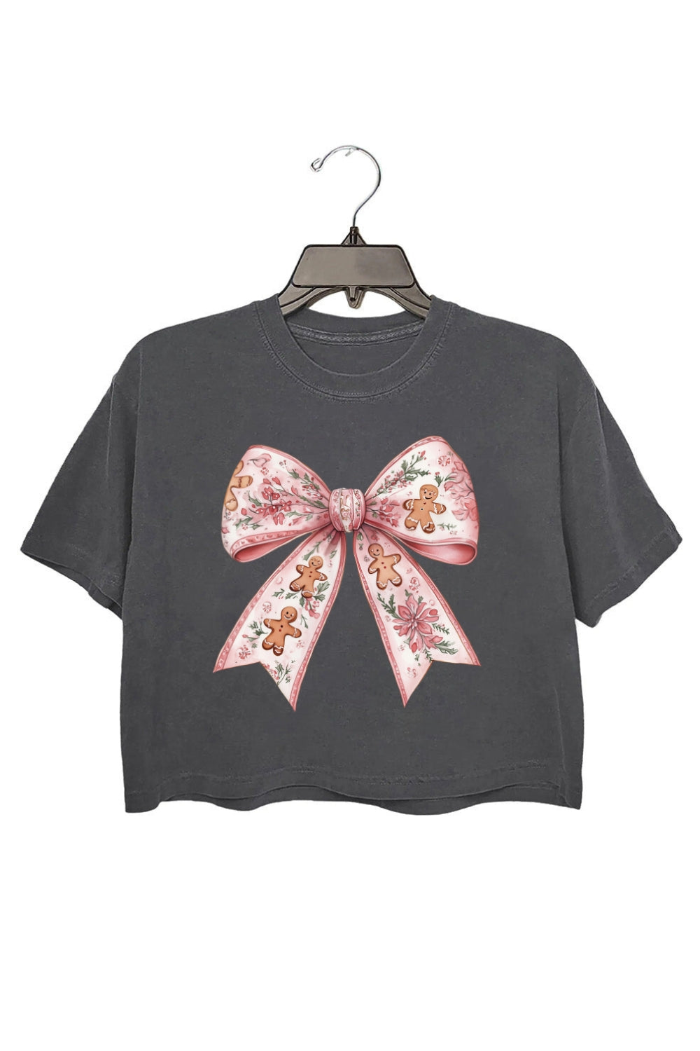 Gingerbread Christmas Bow Crop Top For Women