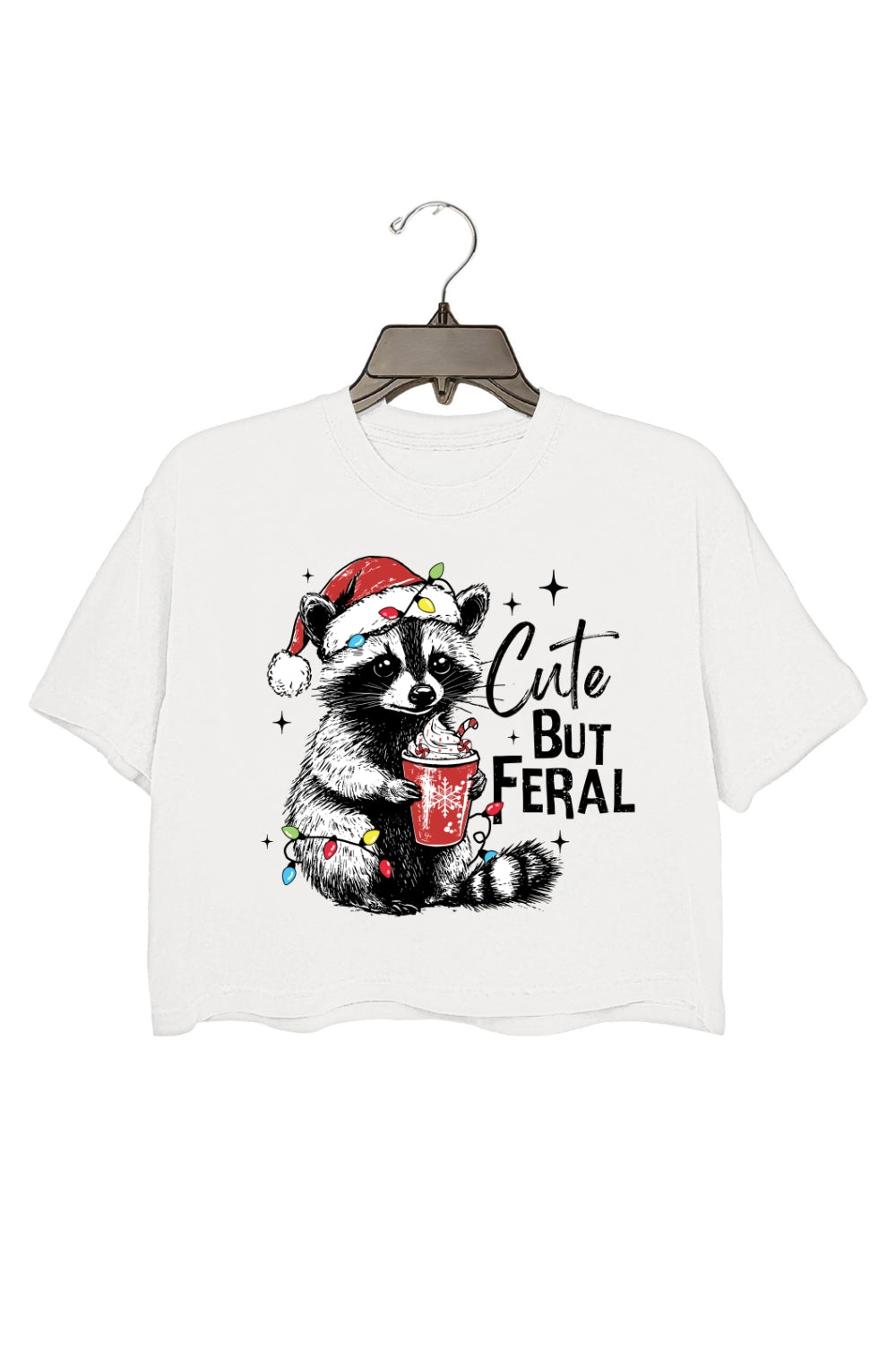 Christmas Racoon Cute But Feral Crop Top For Women